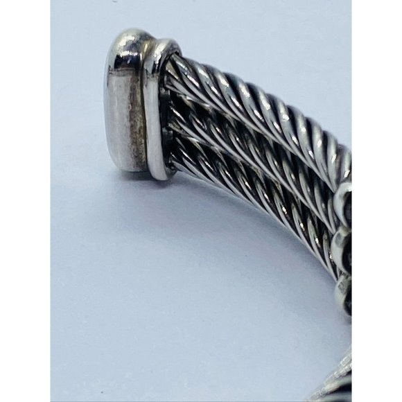 David Yurman Cable Sterling Silver Black Onyx Hematite & Diamond  Confetti Cuff - Picture 6 of 14